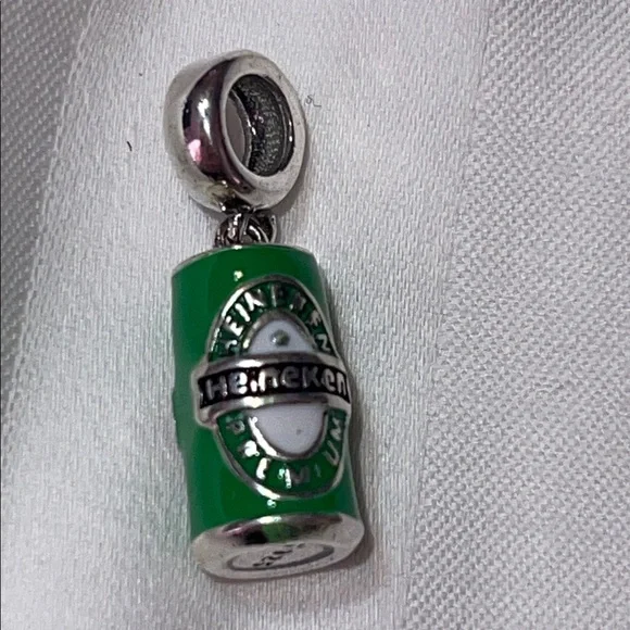 Pandora Sterling Silver 925 Heineken Beer Can Green Charm Pendant - Picture 2 of 6